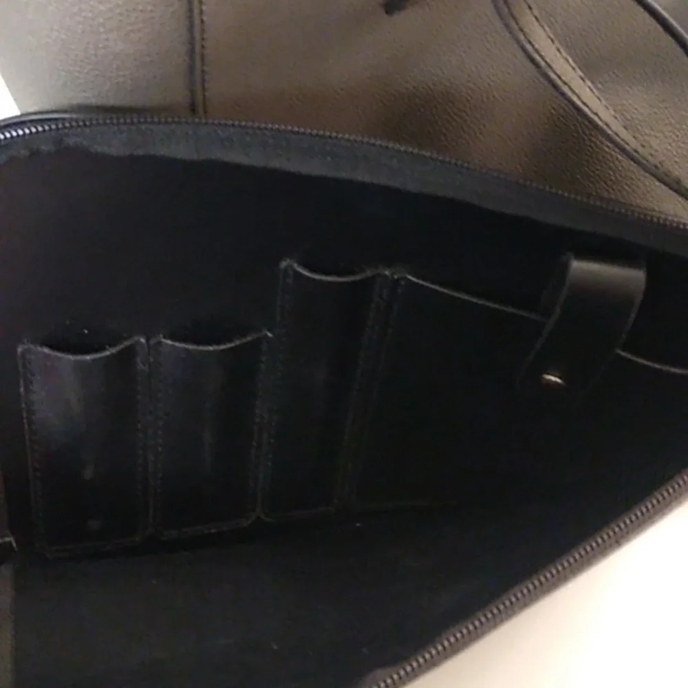Everyday Black Leather Tote Bag with Shoulder Straps
